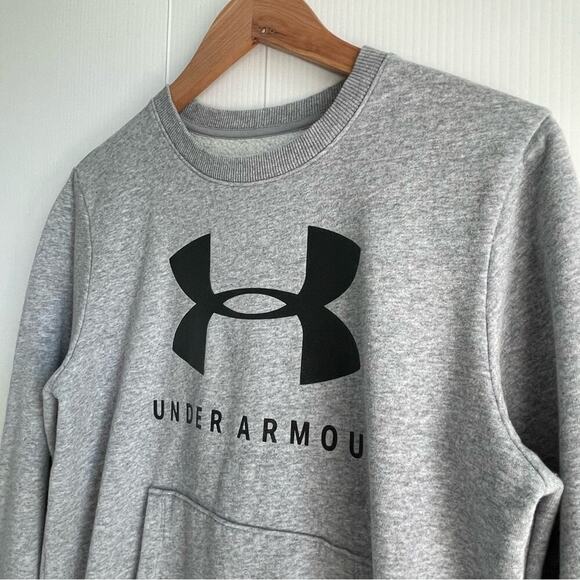Under Armour Crewneck sweatshirt pullover w/ front pocket long sleeve grey small - Picture 2 of 8